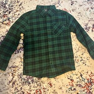 Hurley Boys Plaid Green Button-Down Shirt
